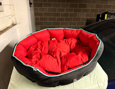 Red & Black Padded Nesting Dog Bed with Raised Sides, Raised Edges