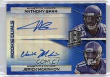 2014 Spectra Rookie Dual Blue Prizm /49 Anthony Barr Jerick McKinnon Auto r9d