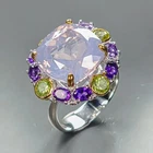 Gems jewelry Natural Lavender Quartz Ring 925 Sterling Silver Size 8 /R474565