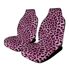 Car Seat Cover for Women, 2 Piece Front Seat Protector Auto Pink Leopard Print