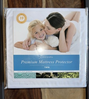 Linenspa Premium Mattress Protector Cover White Twin Size Waterproof NEW