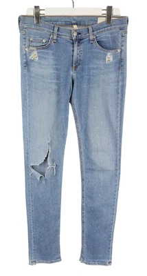 Rag & Bone Skinny Jeans Damen W29 Verblasster Effekt Blau Whiskers Zerrissen - Bild 1 von 4