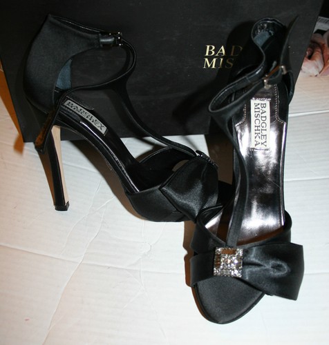 Scarpe da matrimonio BADGLEY MISCHKA nere shaw con cinturino a T nuove con scatola taglia 7,5 MP2145 nuove - Foto 5 di 6