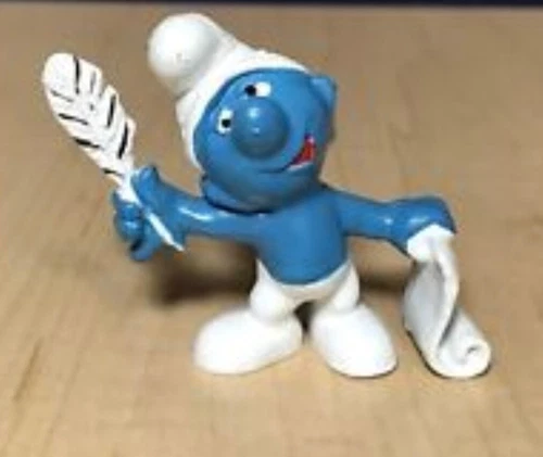 Smurfs 20022 Poet Smurf Writer Feather Pen Rare Vintage Figure PVC Toy Figurine