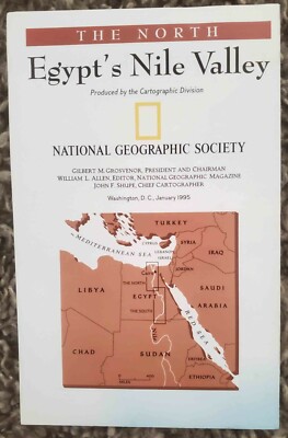 National Geographic Original Jan 1995 Map Egypt's Nile Valley
