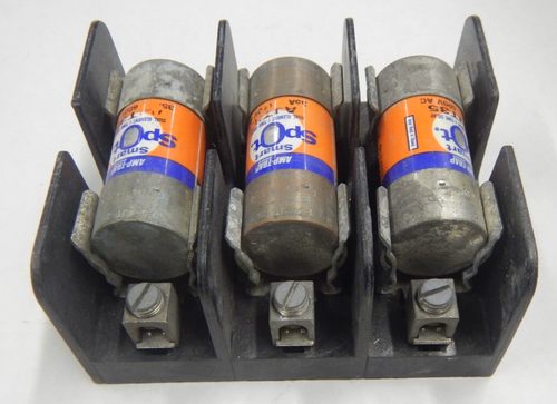 Ferraz Shawmut 60603J Class J 60 amp 600v Fuse Holder With 3 x AJT35 Fuses USED - Picture 5 of 5