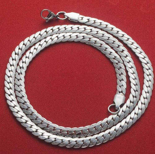 6mm Woman Man Stainless Steel Curb Cuban Link Miami Chain Texture Necklace - Picture 4 of 4