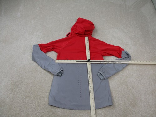 Nike Jacket Women Extra Small Gray Red Shield Flash Hooded Running Reflective 3m - Picture 9 of 15
