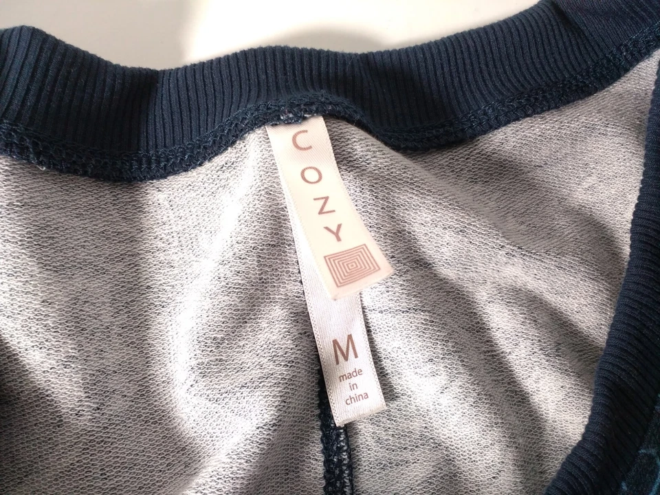 Camisa LuLaRoe Acogedora Kate Manga 3/4 Talla Mediana Hermosa Azul Floral Algodón Foto 4 de 4