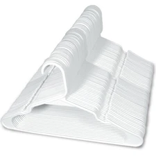 Heshberg Plastic Notched Hangers White Clothes Hangers Standard Size - 50 Pack