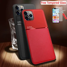 For iPhone 13 14 15 Pro Max 12 11 7 8 Luxury TPU Silm Case With Tempered Glass