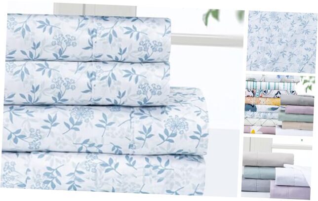 Bedding Bed Sheet Set- 4 Pieces Bedding- 100% Polyester Queen Floral Vine