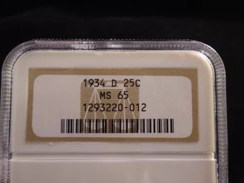 1934-D Washington Silver Quarter NGC MS65