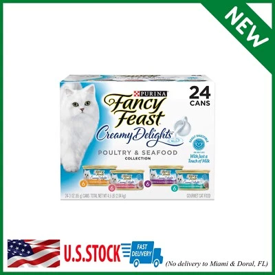 BRANDED Wet Cat Food Variety Pack, Creamy Delights Poultry & Seafood Collection