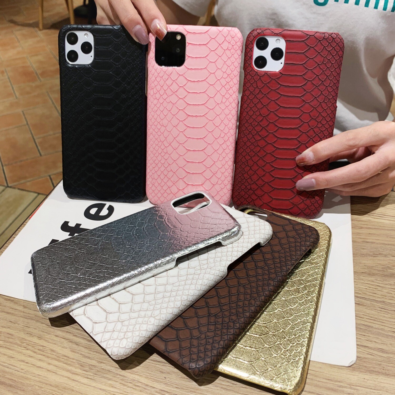 For iPhone 6 7 8 Plus XS Max XR 11 Pro Max Slim Luxury Snake Pattern Case Cover