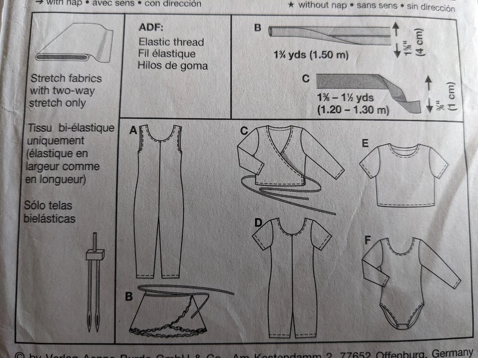 Burda Sewing Pattern 9914 Girls Ballet Gym Leotard Unitard Skirt Wrap Sizes 3-8 - Image 2 of 3