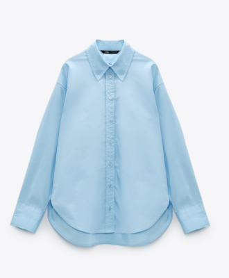 新品☆ZARA ザラ アシンメトリーシャツ XS. Blue ZARA - ZARAアシンメトリープリーツ ポプリンシャツXS-Sの通販
