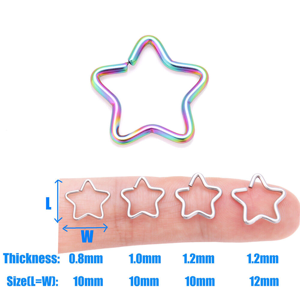 Surgical Steel Star Daith Ring Helix Ring Cartilage Tragus Ring Hoop Earring - Picture 5 of 7