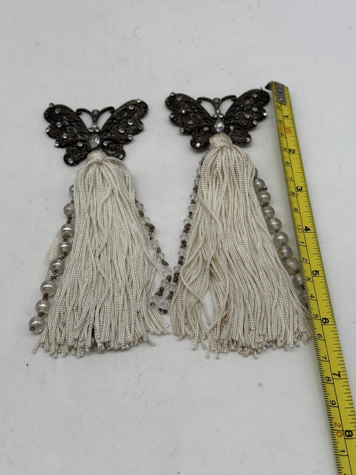 流苏小饰品水晶蝴蝶条纹钥匙扣发饰 2 件套串珠 6.5 英寸 — 第 2/4 张图片