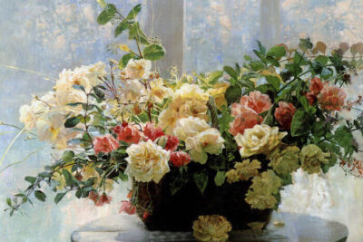 FROM THE ROSE GARDEN II ARRANGEMENT FLOWERS PAINTING BY LARISSA PSARYOVA REPRO