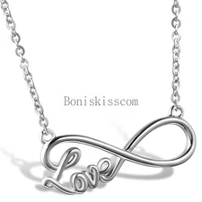 Women Girls Love Infinity Stainless Steel Pendant Necklace Valentine's Day Gift