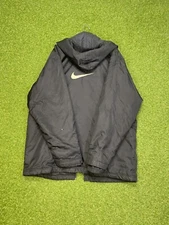 Nike Jacket Mens Large Coat Big Logo Swoosh Check Black Puffer Softshell Y2K