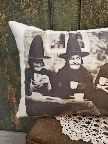 ALMOHADA DE TÉ DE BRUJA STEAMPUNK HALLOWEEN PRIMITIVA FOTO STEAMPUNK DE COLECCIÓN - Imagen 3 de 6