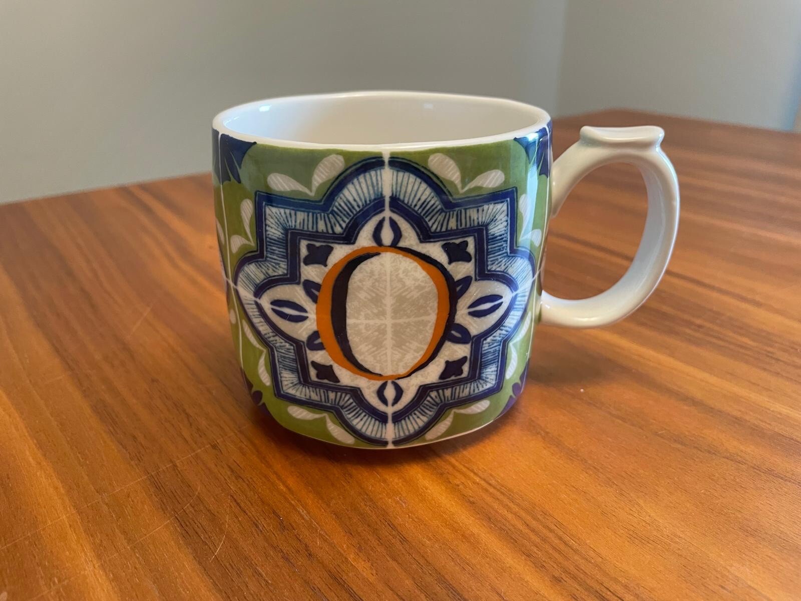 Anthropologie Festive Bistro Tile Monogram Letter ‘O’ Mug NEW