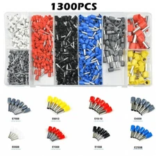 1300pc AWG 22-10 Wire Copper Crimp Connector Insulated Cord Pin End Terminal Kit