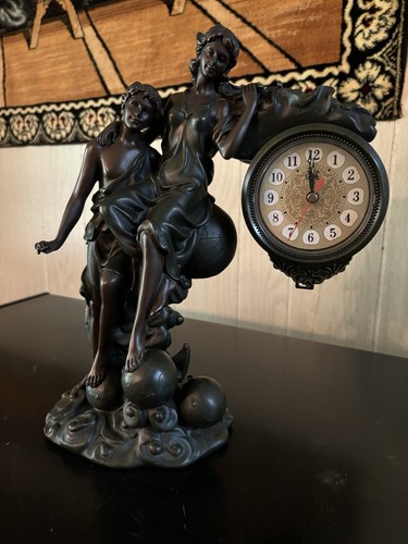 Vintage Crosa Clock Man and Woman Statue *Working* See Video - Picture 17 of 19
