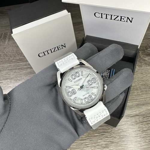 NUOVO✅DAY DATE✅ Orologio Uomo Citizen EcoDrive Camouflage Grigio Bianco Nylon AW0011-09J - Foto 8 di 20