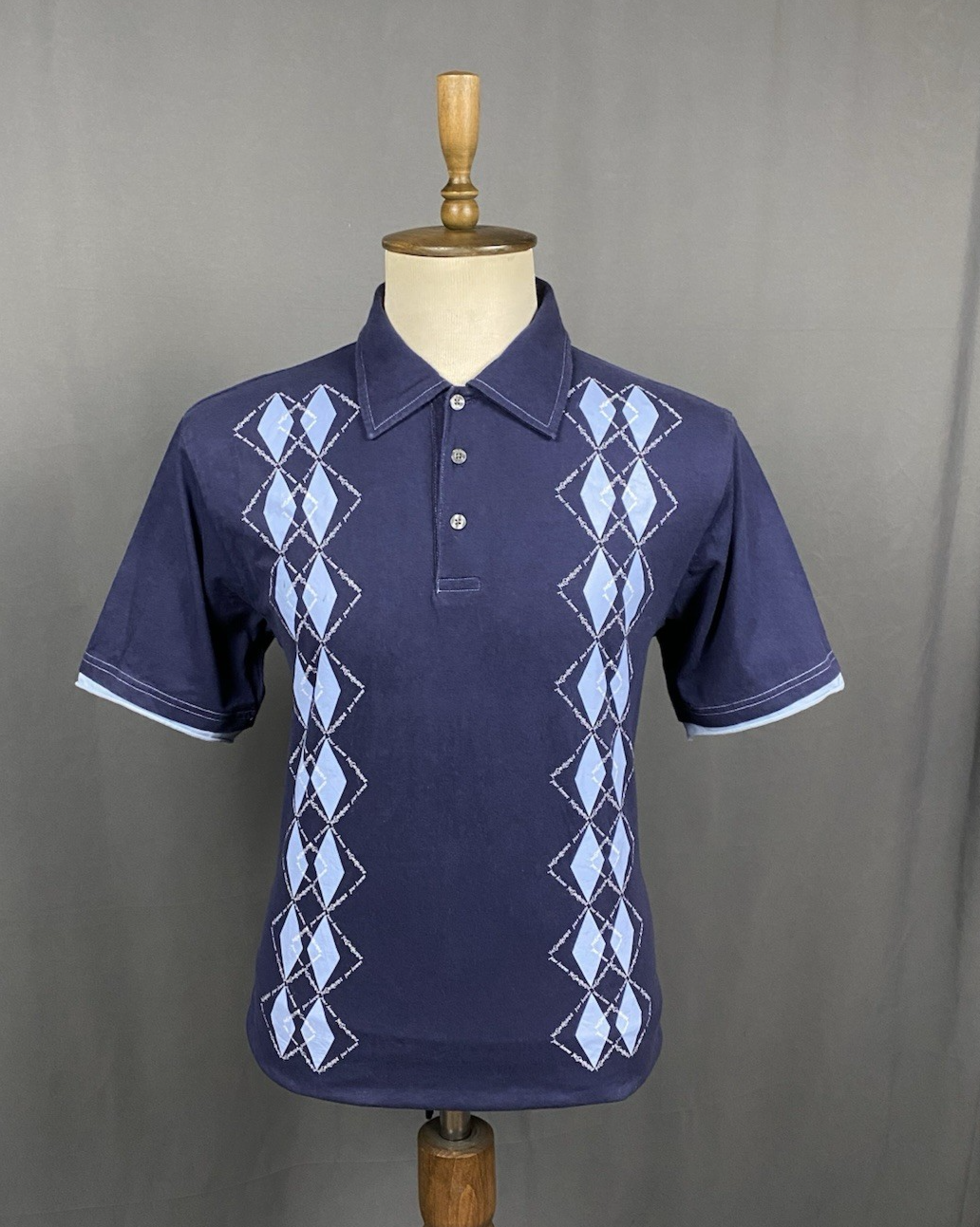 SAINT LAURENT Polo YSL Big Logo Monogram Vintage Uomo Blu Taglia XL