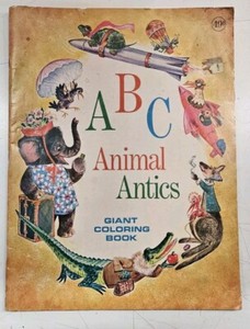 Coloring Book Vintage ABC Animal Antics Giant Playmore Waldman 1970 (B)
