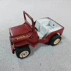 Vintage Tonka Truck Jeep Red Small 6 Inch Long Pressed Steel 1960s Safari Camp