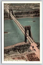New York~Air View Of George Washington Bridge Over Hudson River~Real Photo PC