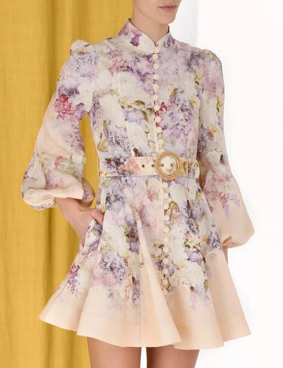 ZIMMERMANN - Printed Linen Short Dress