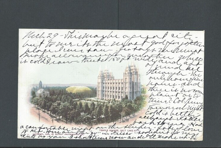 Post Card 1900 Salt Lake City Ut Temple Square Pvt Mailing Card Scarce