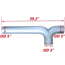 5 in 5" OD x 39.2" in Aluminium Exhaust Y Pipe Freightliner Semi-Truck Tube Pipe
