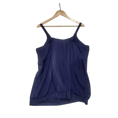 Lane Bryant Tankini Top Women's Sz 22 Navy Blue Tummy Hiding Modest Swimwear NEW - Picture 2 of 9