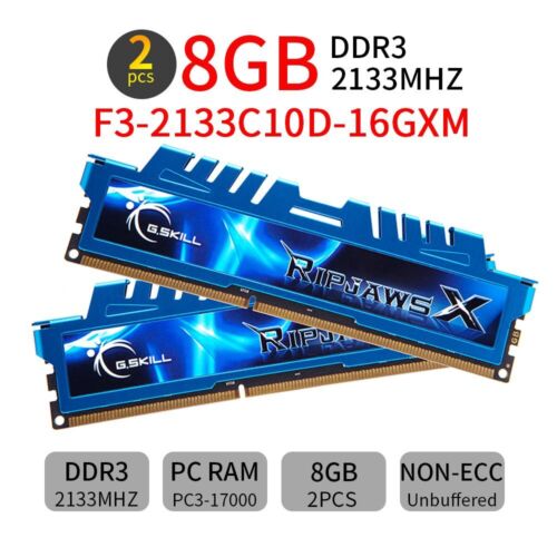 16GB 2x 8GB DDR3 2133MHz F3-2133C10D-16GXM 240Pin DIMM Memory G.Skill Ripjaws BT - Picture 1 of 6