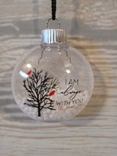 New "I am Always with You" Christmas Tree Ornament Glitter Red Cardinal Memorial