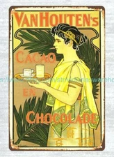 Van-Houten's Cacao vintage reproduction 1899 metal tin sign tin signs
