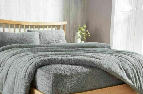 Sábana de cama de lana polar de peluche acogedora cálida extra profunda 30 cm cama doble tamaño - Imagen 7 de 87