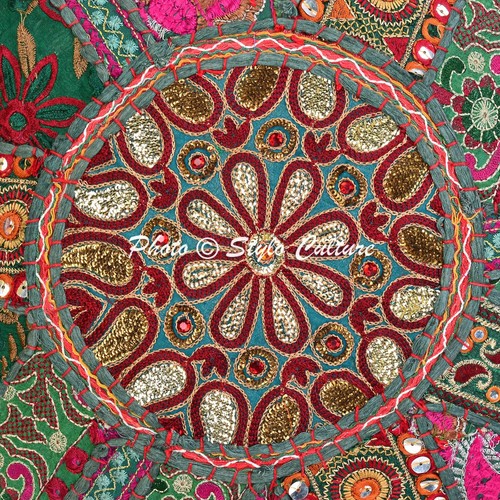 Vintage Kantha Patchwork Floor Cushion Cover Indian Decorative Ottoman Pouffe - Picture 32 of 44