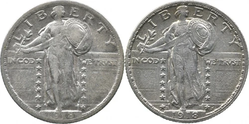 Lot (2) 1918-S & 1918 Standing Liberty Quarter *2436