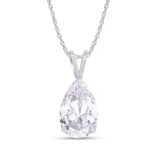 1 Ct Pear Cut Diamond Pendant 18" Necklace 14K White Gold F/VS Lab Grown