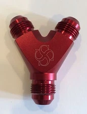 Z122R -8AN "Y" Block Fuel Y Fitting Junction Coupler 8/8/8 T -8/-8/-8 RED