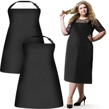 2 Pcs Plus Size Chef Aprons Extra Large Adjustable Unisex Kitchen Aprons with...