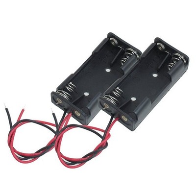 2x 2-AAA Slots Battery Spring Clip 3V Holder Case Plastic Storage Box + Wires