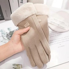 Women Winter Thick Plush Gloves Fashion Warm Suede Outdoor Guantes Lady Touchscr